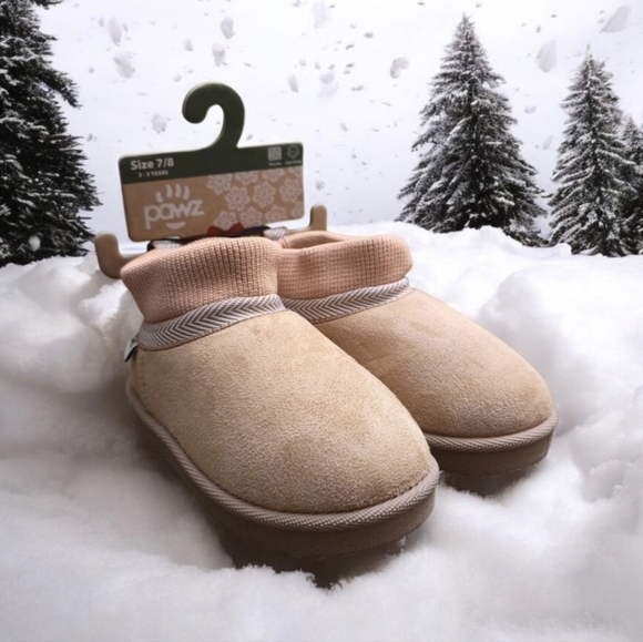 Pawz Cozy Knit Cuff Slippers in Brown for Toddler Girl Size.7-8 NWT! - Picture 1 of 10